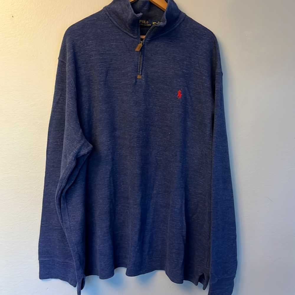 POLO RL | Men’s blue quarter zip sweater | size XXL 2XL
